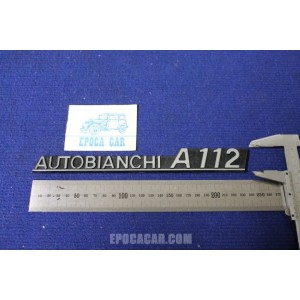 SCRITTA "AUTOBIANCHI A 112" SCRITTA ARGENTO   PLASTICA