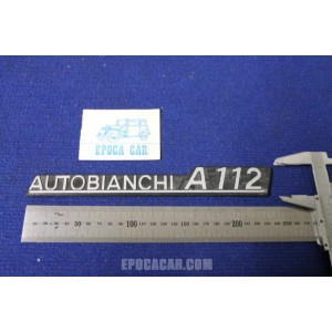 EMBLEM "AUTOBIANCHI A 112" WHITE WRITING  PLASTIC