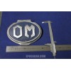 BADGE "OM" LENGHT 200 mm METAL CHROME IN BLAU BACKGROUND