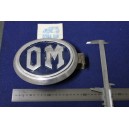 BADGE "OM" LENGHT 180 mm METAL IN BLAU BACKGROUND