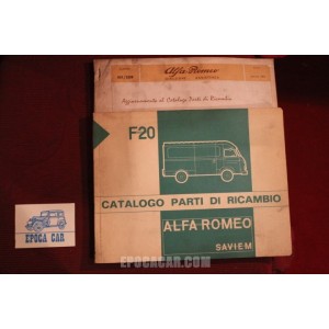 ALFA ROMEO / SAVIEM  F 20   CATALOGO PARTI DI RICAMBIO (1968) + AGGIORNAMENTO (1969) buono stato.