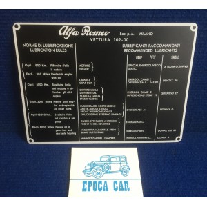 PLACCA  LUBRIFICANTI RACCOMANDATI 102-00 (2000 TOURING) 